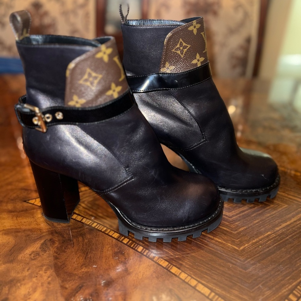 Louis Vuitton Black and Brown Heeled Boots